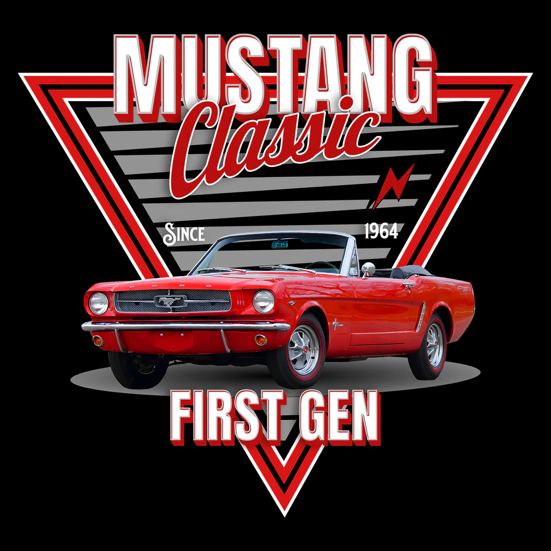 65 Red Ford Mustang Convertible Tee