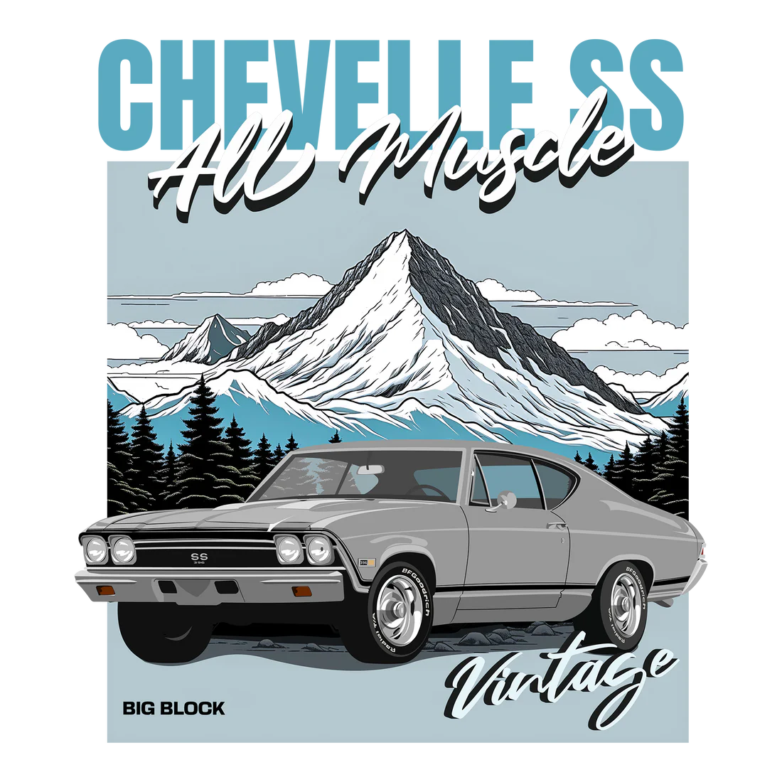 68 Silver Chevy Chevelle SS Tee