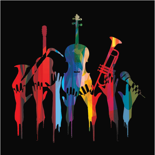 Abstract, color, Colorful, Crew, Crew Neck, instruments, Music, TeeColor Music Tee from FineRag.comfinerag.com