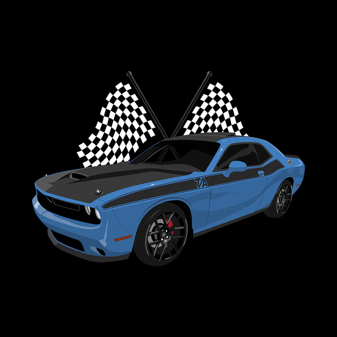 23 Blue Dodge Challenger TA Tee