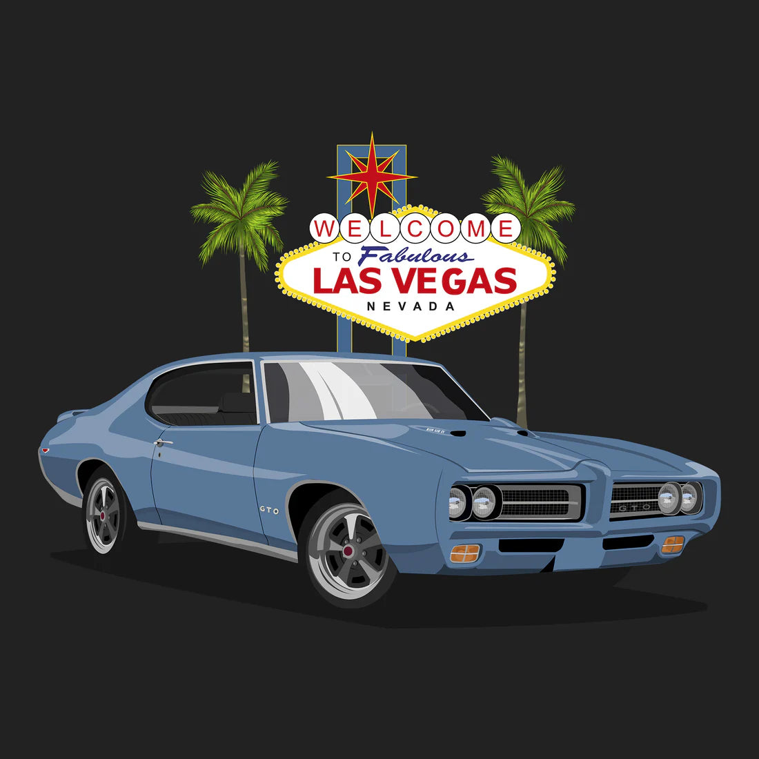 69 Blue Pontiac GTO Tee