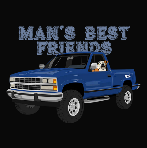 4X4, Animal, Animals, Auto, Automobile, Bulldog, Chevrolet, Crew, Crew Neck, Dog, Dogs, Four Wheel Drive, Man's Best Friend, Tee, truck88 Chevy 4X4 Tee from FineRag.comfinerag.com