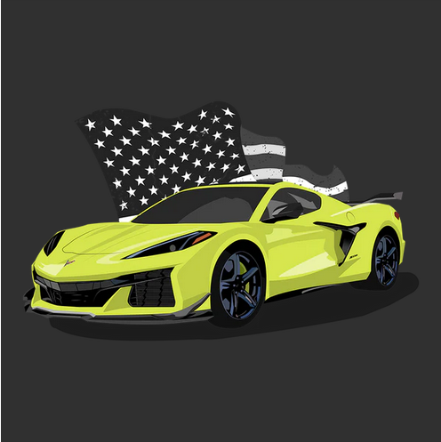 Auto, Automobile, Car, cars, Chevrolet, Chevy, Corvette, Crew, Crew Neck, Muscle Car, Old, Old School, Oldies, Tee, Z0623 Yellow Chevy Corvette Z06 Tee from FineRag.comfinerag.com