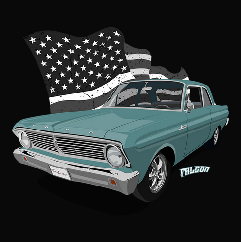 Auto, Automobile, Car, cars, Classic, Crew, Crew Neck, Falcon, Ford, Muscle Car, Old, Old School, Oldies, Tee65 Green Ford Falcon Tee from FineRag.comfinerag.com