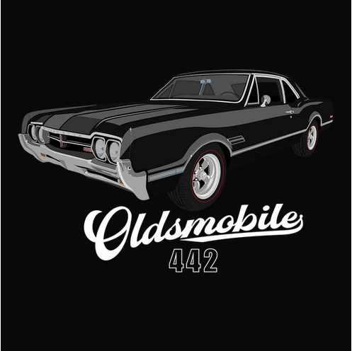 442, Auto, Automobile, Car, cars, Classic, Crew, Crew Neck, Muscle Car, Old, Old School, Oldies, Oldsmobile, Tee66 Black Oldsmobile 442 Tee from FineRag.comfinerag.com