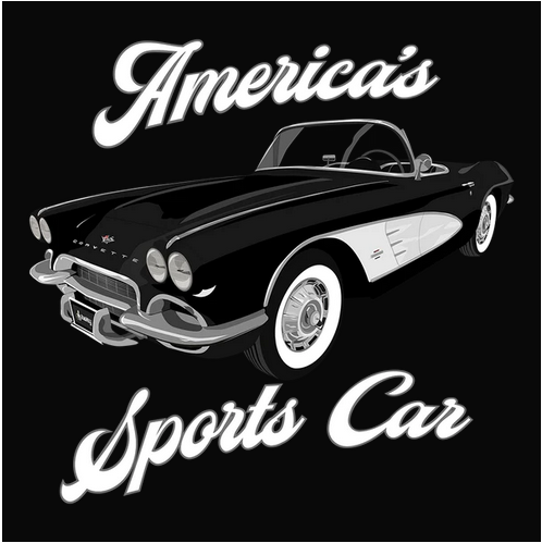 1961, Chevrolet, Chevy, Classic, Convertible, Corvette, Crew, Crew Neck, Old, Old School, Oldies, Sports Car, Tee61 Black Chevy Corvette Convertible Tee from FineRag.comfinerag.com