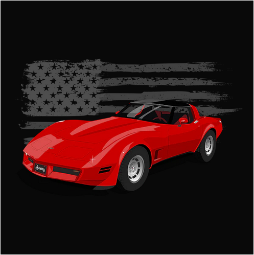 1982, American Flag, Chevrolet, Chevy, Classic, Corvette, Crew, Crew Neck, Flag, Old, Old School, Oldies, Tee, US Flag, Worn flag82 Red Chevy Corvette Tee from FineRag.comfinerag.com