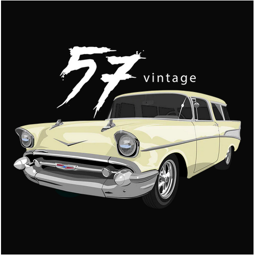 1957, Chevrolet, Chevy, Classic, Crew, Crew Neck, Muscle Car, Nomad, Old, Old School, Oldies, Tee, Vintage57 Colonial Cream Chevy Nomad Tee from FineRag.comfinerag.com