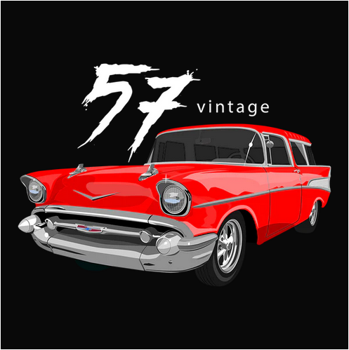 1957, Chevrolet, Chevy, Classic, Crew, Crew Neck, Muscle Car, Nomad, Old, Old School, Oldies, Tee, Vintage57 Matador Red Chevy Nomad Tee from FineRag.comfinerag.com