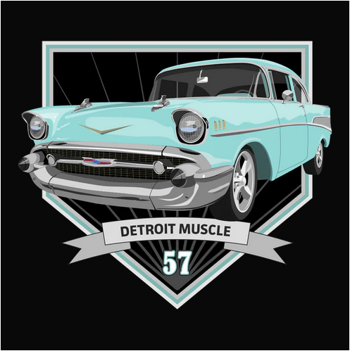 1957, Bel Air, Chevrolet, Chevy, Classic, Crew, Crew Neck, Muscle Car, Old, Old School, Oldies, Tee, Vintage57 Lakspur Blue Chevy Bel Air Tee from FineRag.comfinerag.com