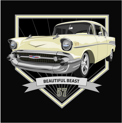 1957, Bel Air, Chevrolet, Chevy, Classic, Crew, Crew Neck, Muscle Car, Old, Old School, Oldies, Tee, Vintage57 Colonial Cream Chevy Bel Air Tee from FineRag.comfinerag.com