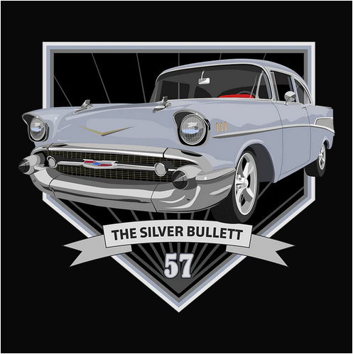 1957, Bel Air, Chevrolet, Chevy, Classic, Crew, Crew Neck, Muscle Car, Old, Old School, Oldies, Tee, Vintage57 Silver Chevy Bel Air Tee from FineRag.comfinerag.com