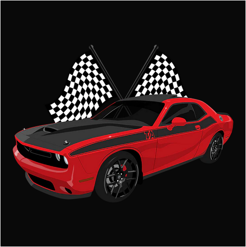 2023, Challenger, Checkerd Flag, Classic, Crew, Crew Neck, Dodge, Flag, Muscle Car, Tee23 Red Dodge Challenger TA Tee from FineRag.comfinerag.com