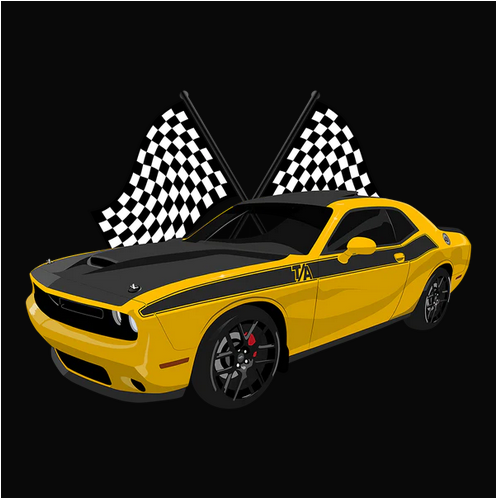 2023, Challenger, Checkerd Flag, Classic, Crew, Crew Neck, Dodge, Flag, Muscle Car, Tee23 Yellow Dodge Challenger TA Tee from FineRag.comfinerag.com