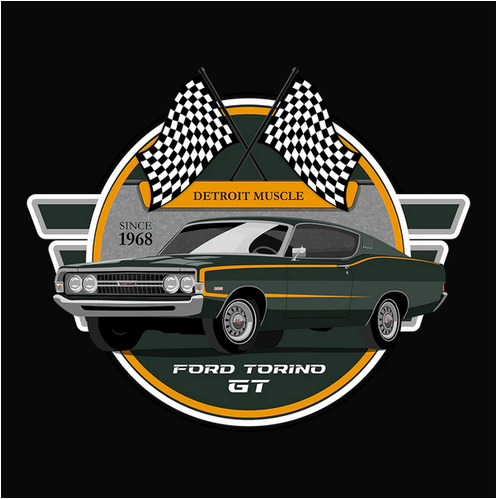 Auto, Automobile, Car, cars, Classic, Crew, Crew Neck, Ford, Muscle Car, Old, Old School, Oldies, Tee, torino68 Green Ford Torino GT Tee from FineRag.comfinerag.com