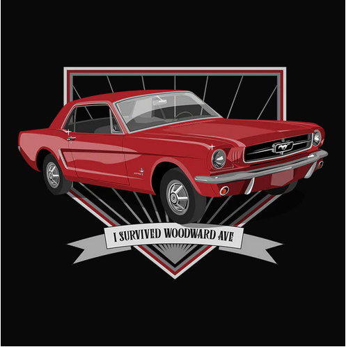 Auto, Automobile, Car, cars, Crew, Crew Neck, Ford, Muscle Car, Mustang, Old, Old School, Oldies, Tee65 Red Ford Mustang Tee from FineRag.comfinerag.com