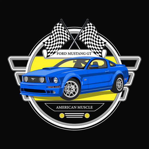 08 Blue Ford Mustang GT Tee