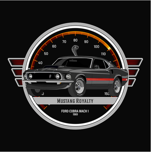 69 Black Ford Mustang Mach 1 Tee