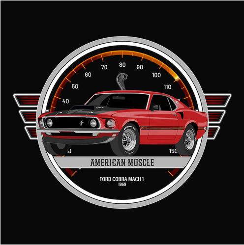 69 Red Ford Mustang Mach 1 Tee