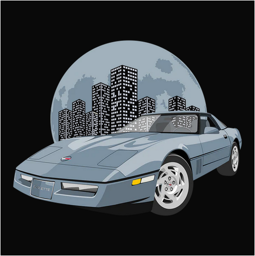 90 Steel Blue Chevy Corvette Coupe Tee