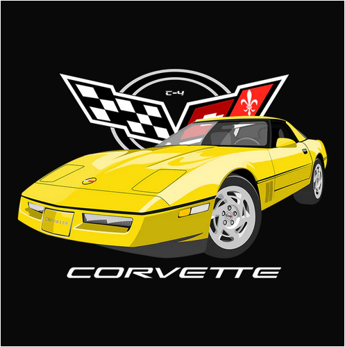 90 Yellow Chevy Corvette Coupe Tee