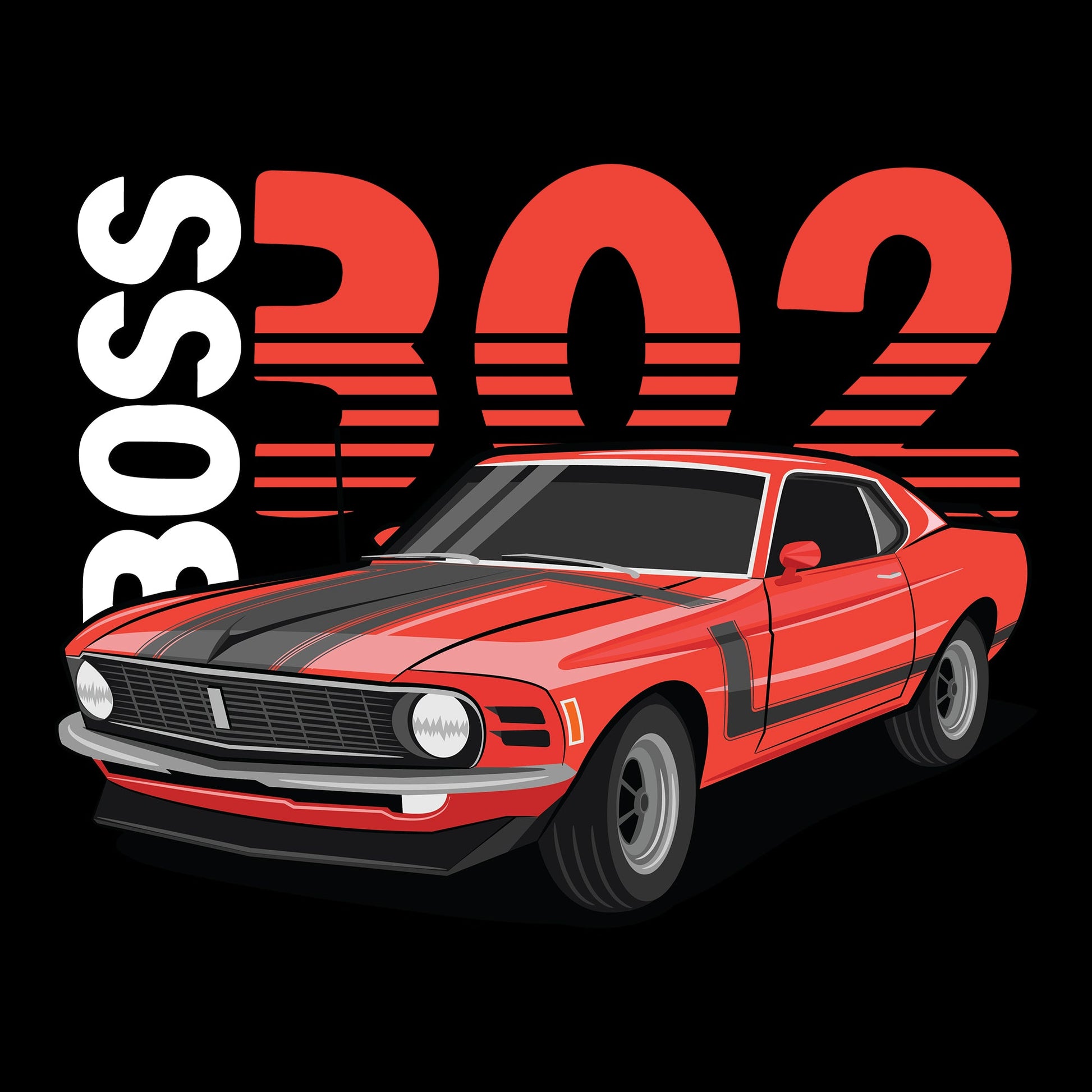 Auto, Automobile, Car, Crew, Crew Neck, Ford, Muscle Car, Mustang, Old, Old School, OldiesBoss 302 Tee from FineRag.comfinerag.com