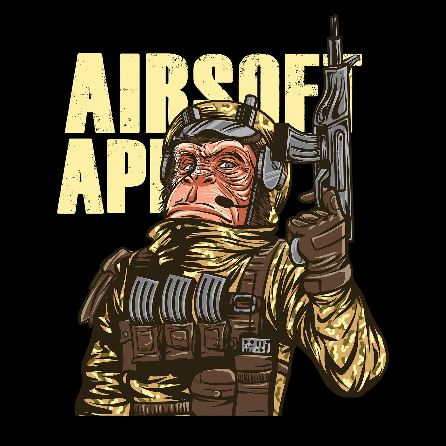 Animal, Chimpanzee, Humor, MonkeyAirsoft Ape Tee from FineRag.comfinerag.com