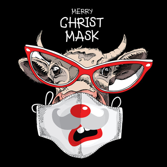 Celebration, christmas, Cow, Crew, Crew Neck, Holiday, Mask, Merry Christmas, TeeChristMask Tee from FineRag.comfinerag.com