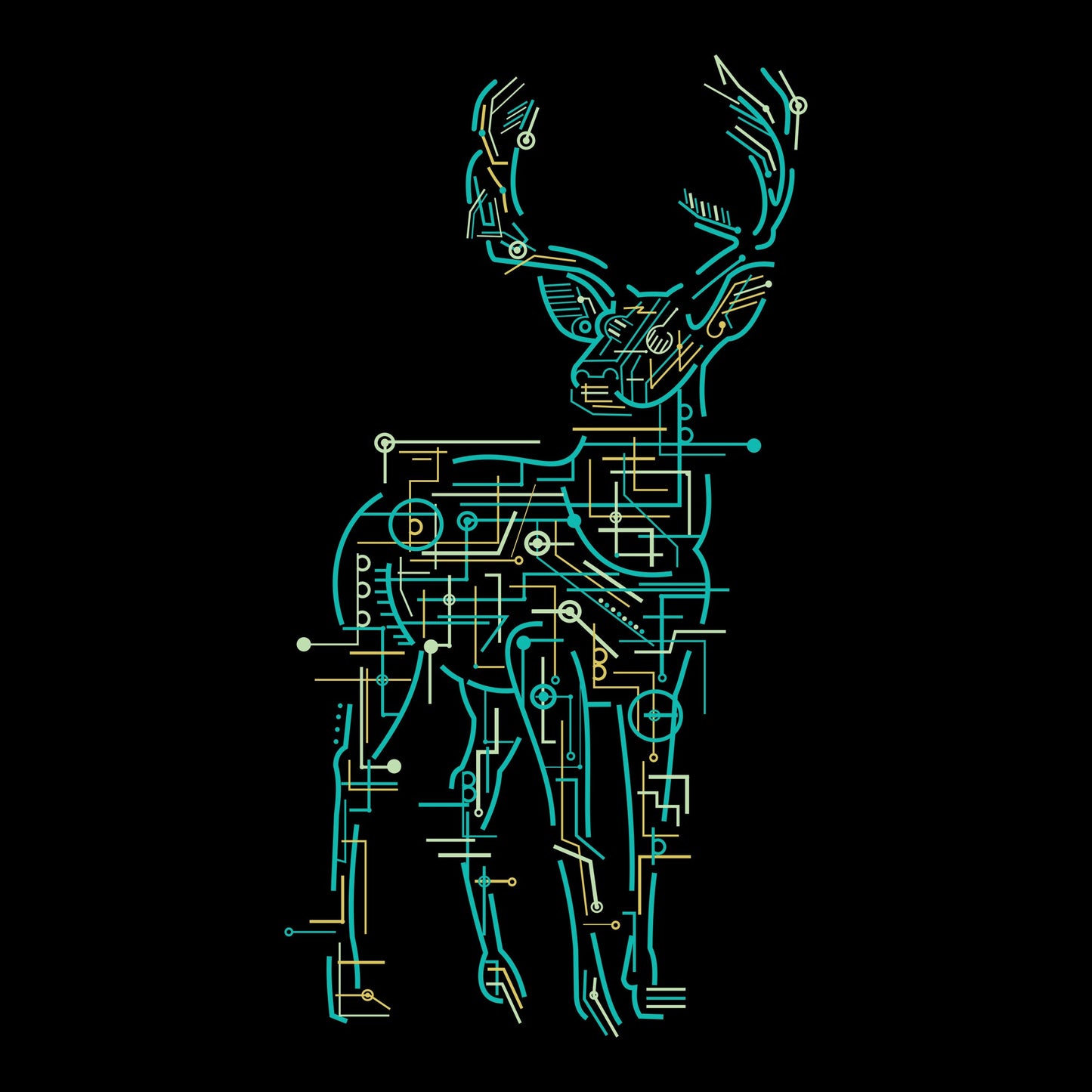 Abstract, Antlers, Crew, Crew Neck, Deer, Electronic, Tee, Wild, Wild animal, Wilderness, Wildlife, Woman's, Women'sElectronic Deer Tee from FineRag.comfinerag.com