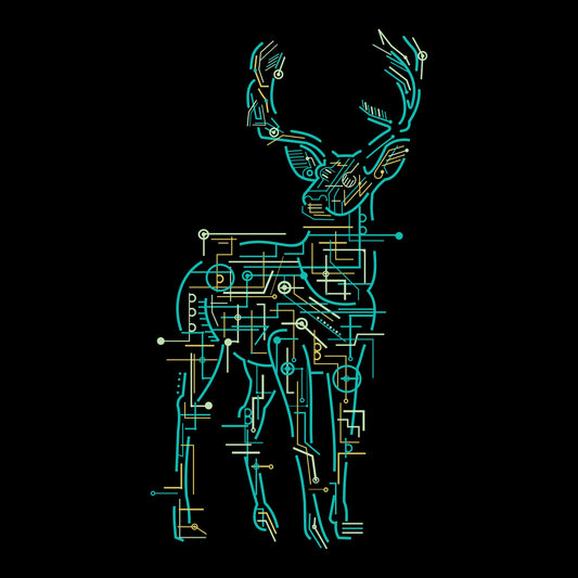 Abstract, Antlers, Crew, Crew Neck, Deer, Electronic, Tee, Wild, Wild animal, Wilderness, Wildlife, Woman's, Women'sElectronic Deer Tee from FineRag.comfinerag.com