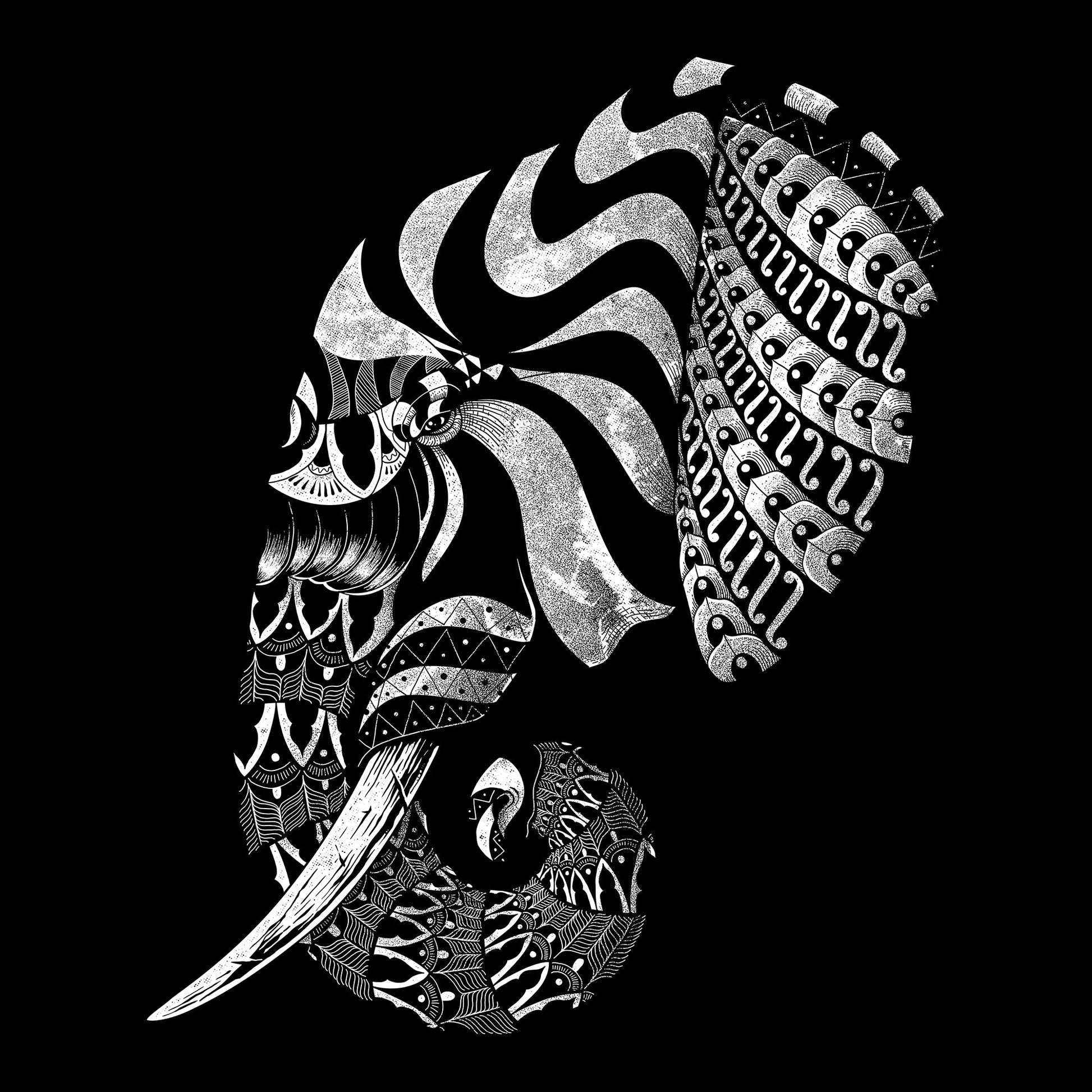 Abstract, Africa, black & white, Crew, Crew Neck, elephant, Ornate, Protected animalElephant Ornate Tee from FineRag.comfinerag.com