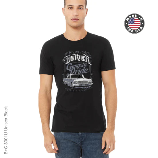 Auto, Automobile, black & white, cars, Crew, Crew Neck, gang, gangsta, Gun, Guns, low rider, Pride, Tee, wordsGangsta Pride Tee from FineRag.comfinerag.com