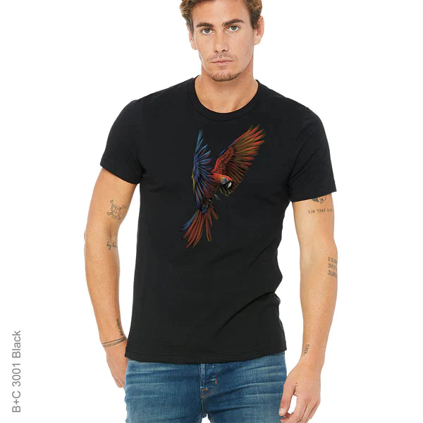 Abstract, Animal, Animals, Bird, Birds, color, Colorful, fly, parrot, Wild animal, zooParrot Flight Tee from FineRag.comfinerag.com