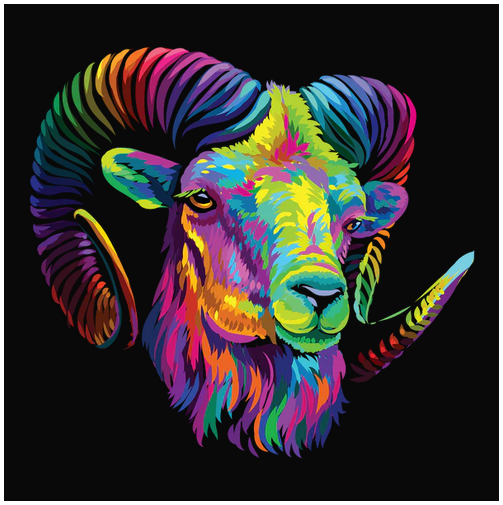 Abstract, Animal, Animals, color, Colorful, Crew, Crew Neck, horns, Tee, Wild animalColor Ram Tee from FineRag.comfinerag.com