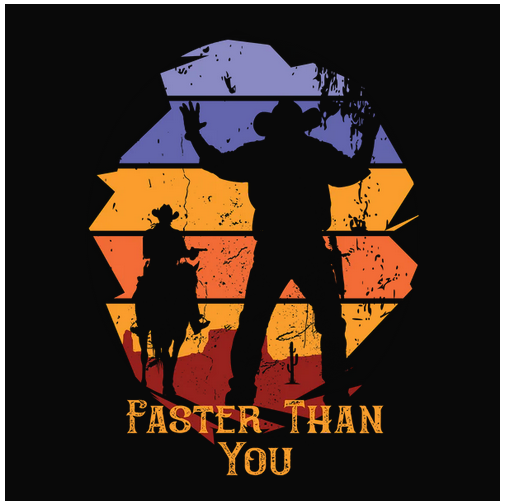 Cowboy, Cowboy Hat, Crew, Crew Neck, faster, Gun, Guns, Gunslinger, outlaw, TeeOutlaw Tee from FineRag.comfinerag.com