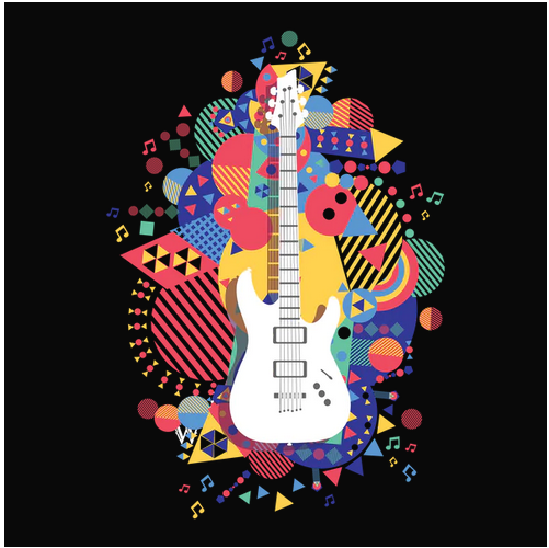 Abstract, color, Colorful, Crew, Crew Neck, guitar, Music, TeeGuitar Tee from FineRag.comfinerag.com