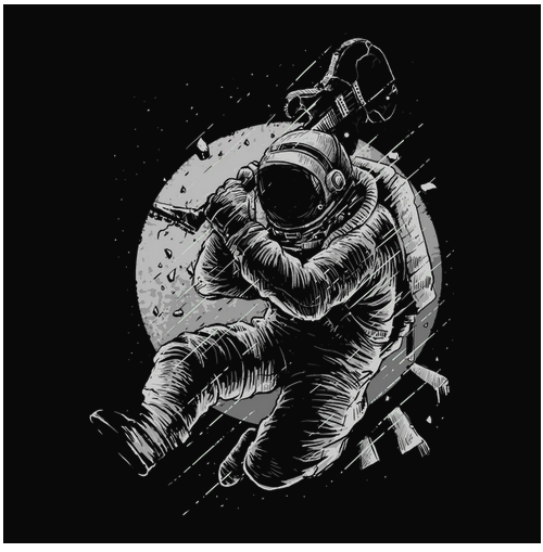 Astronaut, black & white, Crew, Crew Neck, Job, Occupation, Outer Space, Space, TeeAstronaut Rocker Tee from FineRag.comfinerag.com