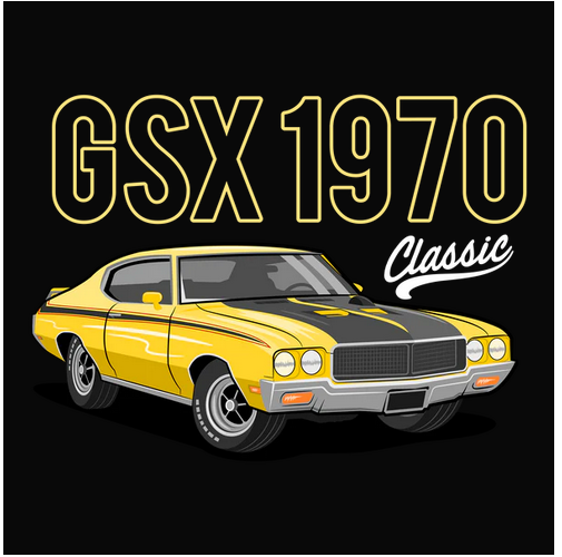 1970, Auto, Automobile, Buick, Car, Classic, Crew, Crew Neck, Muscle Car, Old, Old School, Oldies, TeeBuick GSX Tee from FineRag.comfinerag.com