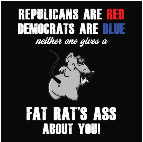 Ass, Crew, Crew Neck, democrats, Fat, Humor, Humorous, political, Politics, President, Presidential, republicans, swear, swearing, TeeFat Rat's Ass Tee from FineRag.comfinerag.com