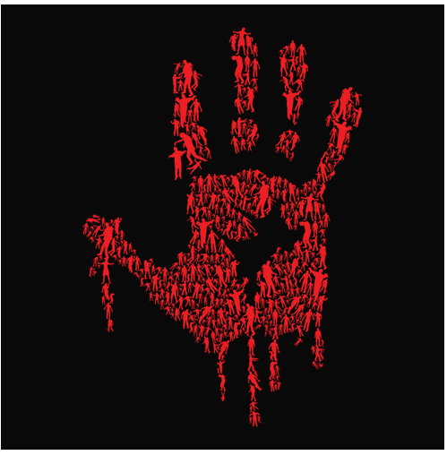 bloody, Crew, Crew Neck, Hand, hands, Horror, Scary, Tee, ZombieHand of Zombie Tee from FineRag.comfinerag.com