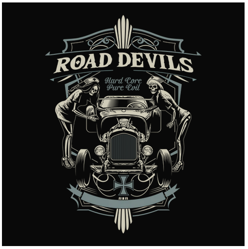 Auto, Crew, Crew Neck, Devil, Road, Skeleton, Skull, TeeRoad Devils Tee from FineRag.comfinerag.com