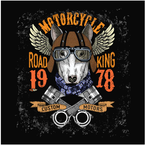 Animal, Animals, Crew, Crew Neck, Dog, Dogs, Humor, Motorcycle, Piston, TeeRoad King Tee from FineRag.comfinerag.com