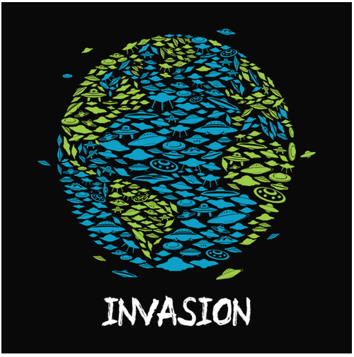 Abstract, Crew, Crew Neck, Invasion, Tee, WorldUFO Invasion Tee from finerag.comfinerag.com