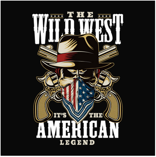 Crew, Crew Neck, Gun, Guns, Gunslinger, Mask, Skeleton, Skull, Strong Guns, Tee, West, Wild WestWild West Tee from finerag.comfinerag.com