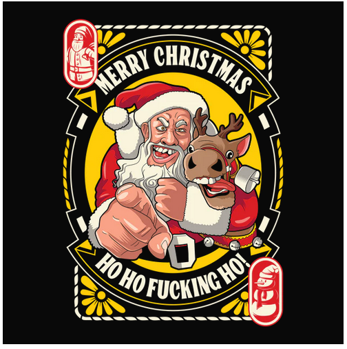 christmas, Crew, Crew Neck, Holiday, Merry Christmas, Reindeer, santa, Scary, TeeScary Santa Tee from FineRag.comfinerag.com