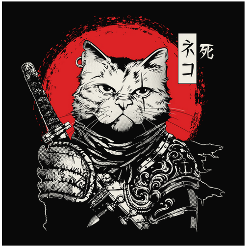 Bitchin, Boat, Boating, Crew, Crew Neck, Gun, hobby, Leisure, Life, Outdoor, Outdoors, Sport, Sports, Tee, Water, WifeKatana Cat Tee from FineRag.comfinerag.com