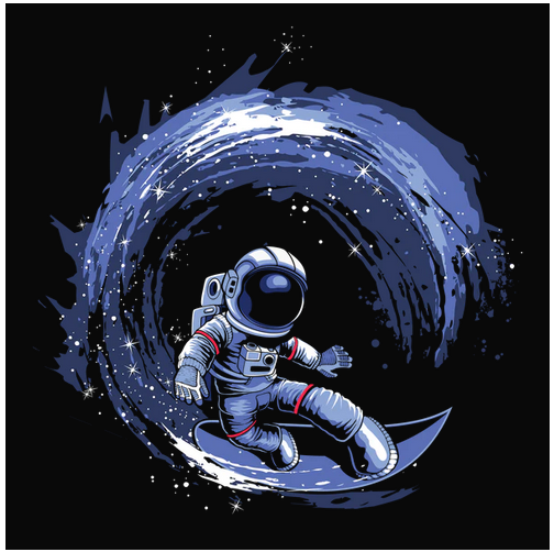 Astronaut, Crew, Crew Neck, Outer Space, Space, surf, surfer, surfing, TeeSpace Surfer Tee from FineRag.comfinerag.com