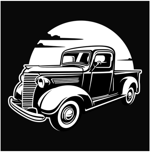 black & white, Crew, Crew Neck, moon, Old, Old School, Oldies, pickup, Tee, truck, wordsOld Pickup Tee from FineRag.comfinerag.com