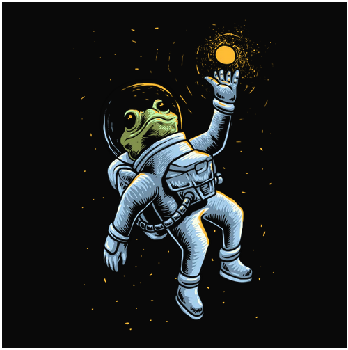 Animal, Animals, Astronaut, color, Colorful, Crew, Crew Neck, Endangered animal, frog, Out, Outer Space, Space, Tee, Woman's, Women'sAlien Frog Tee from FineRag.comfinerag.com