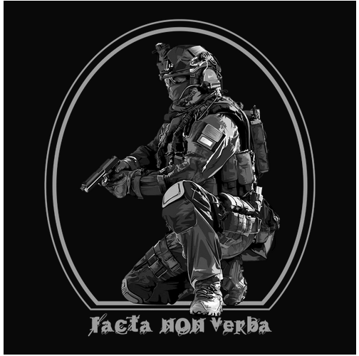 black & white, Crew, Crew Neck, Gun, Guns, Outer Space, Soldier, Space, Strong Guns, Tee, War, Warrior, Warriors, weaponFacta Non Verba Tee from FineRag.comfinerag.com